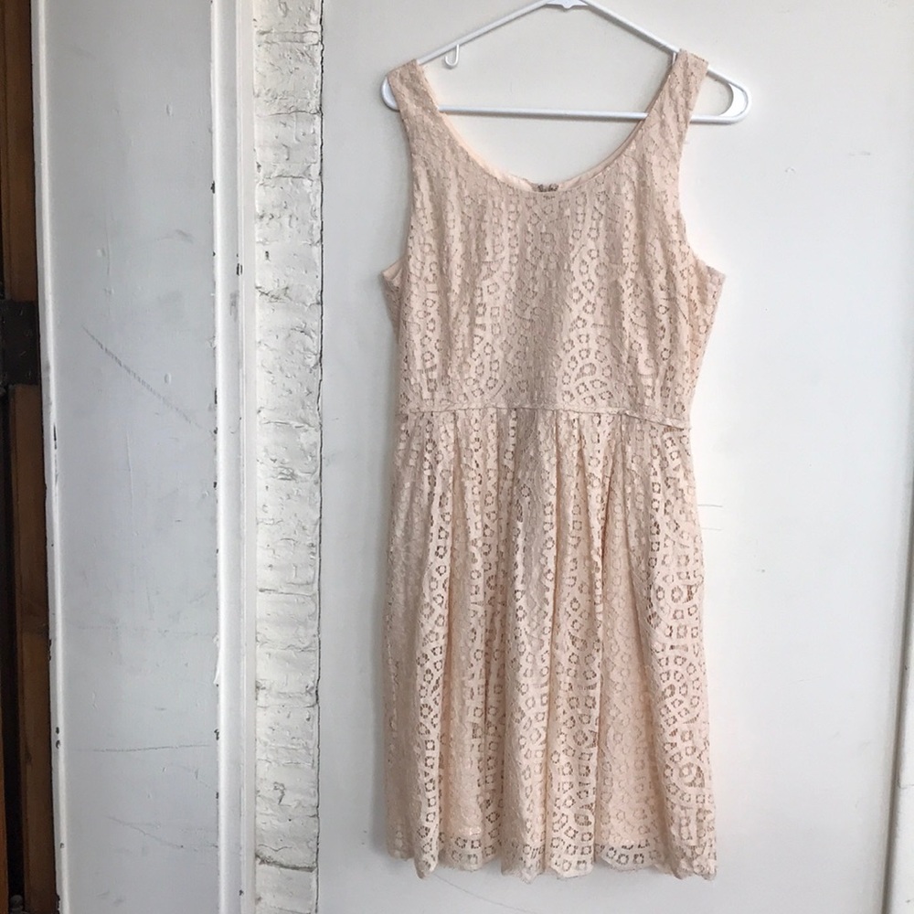 J.CrewFactory cream lace tank dress with pockets
